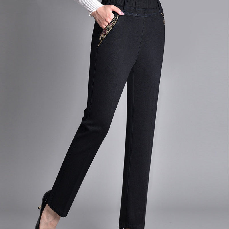 🔥Heißer Stil 2024🔥Jeans mit Seitentaschen und elastischem Bund für Damen