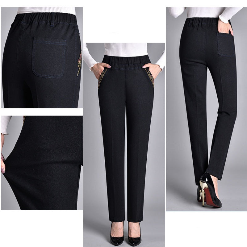 🔥Heißer Stil 2024🔥Jeans mit Seitentaschen und elastischem Bund für Damen